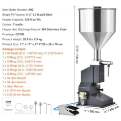 Drikkevareautomater>Væskepåfyldningsmaskine, 28x28x70 cm, rustfrit stål
