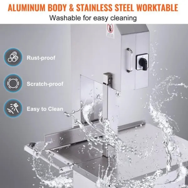 2200W kommerciel elektrisk kødbåndsav i rustfrit stål - effektiv og holdbar bensavemaskine til professionelt brug. Sale