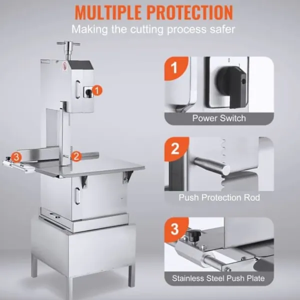 2200W kommerciel elektrisk kødbåndsav i rustfrit stål - effektiv og holdbar bensavemaskine til professionelt brug. Sale