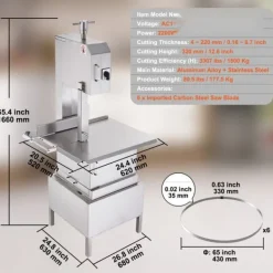 2200W kommerciel elektrisk kødbåndsav i rustfrit stål - effektiv og holdbar bensavemaskine til professionelt brug. Sale