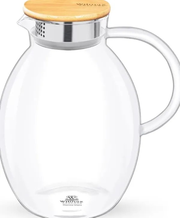 Wilmax glaskaraffel 2,4 L i borosilikatglas, bambulåg Hot