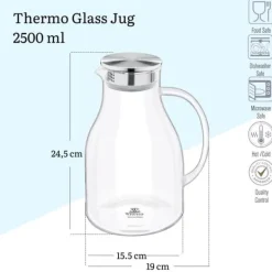 Wilmax Stor 2,5 L Borosilikatglaskande med metallåg Discount