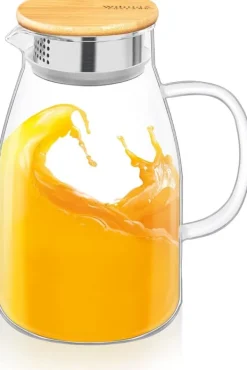 Karafler>Wilmax termo glaskaraffel 1,9 L, borosilikat, bambulåg