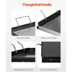 32x14 Flat Top Grill, Universal BBQ Grillpande i Kulstål, Køkkengrej New