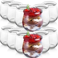 12x Glaskrukker Krukker Beholdere Kopper Yoghurtkopper Desserter 130ml Discount