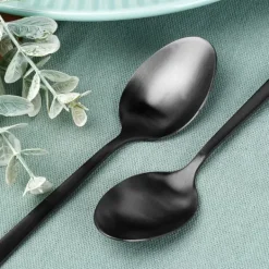 4x Sorte Cocktailskeer Lange Dessertskeer til Is Kaffeskeer Sæt Discount