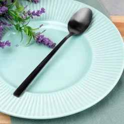 4x Sorte Cocktailskeer Lange Dessertskeer til Is Kaffeskeer Sæt Discount