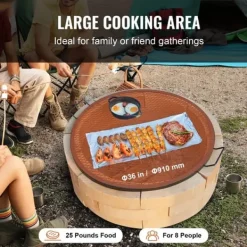 Griller>X-Marks bålplads grillrist, 36" rund madlavning, robust stål med håndtag, perfekt til camping og udendørs fest.